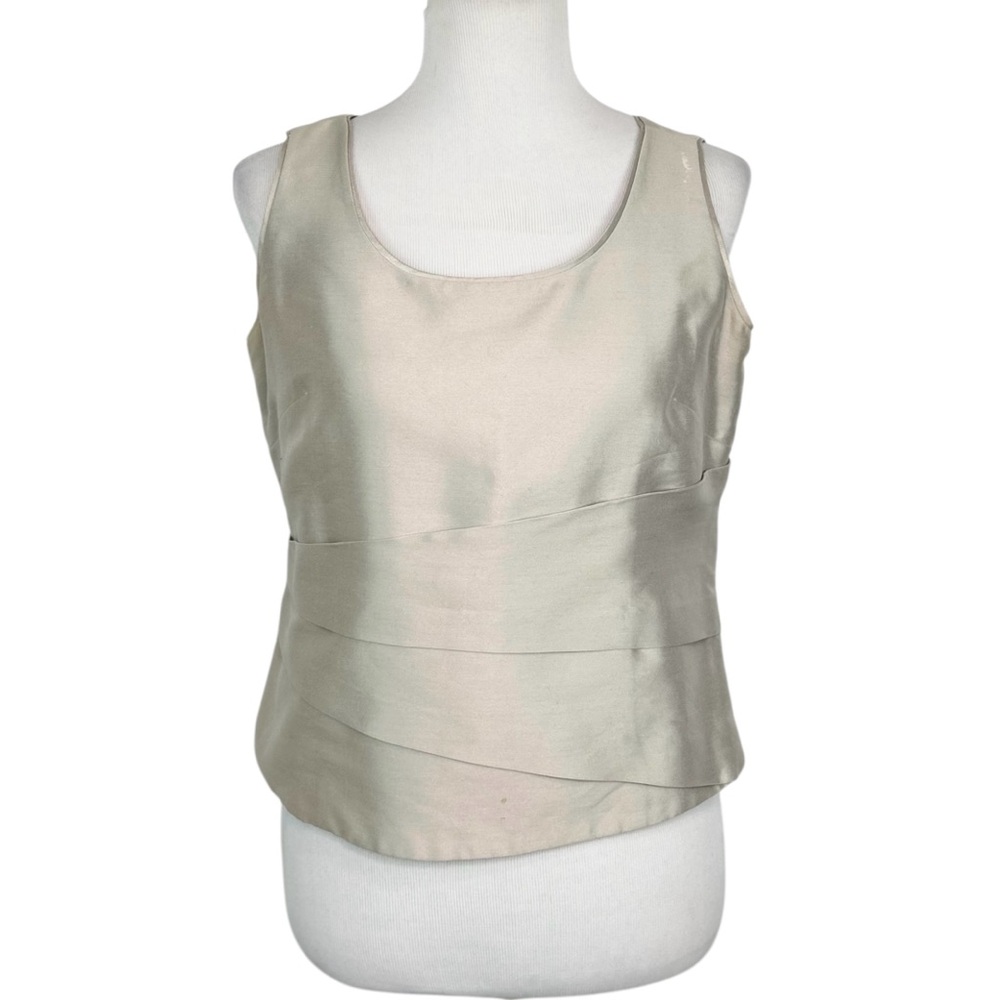 ARMANI COLLEZIONI Silk Blend Scoop Neck Sleeveless Evening Blouse Top Size 10